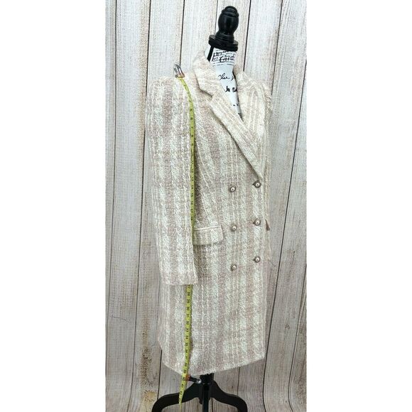 LoveShackFancy Winter White Asryn Tweed Double Breasted Long Coat Size Medium - Picture 5 of 11